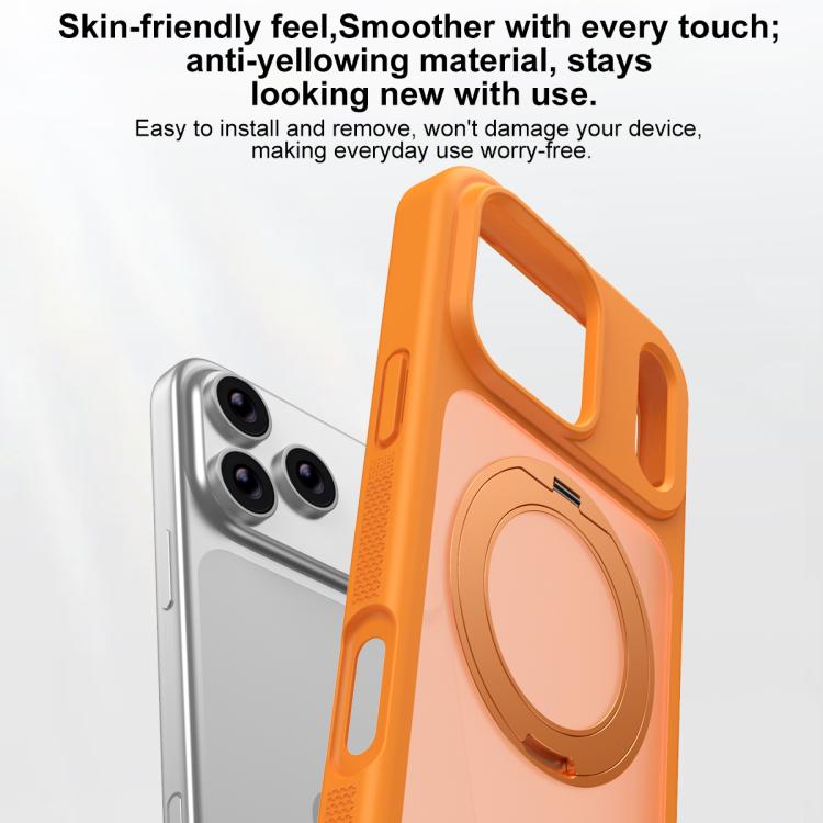 For iPhone 17 Pro Max Skin-friendly Anti-Stain Rotating Holder Magnetic Armor Phone Case