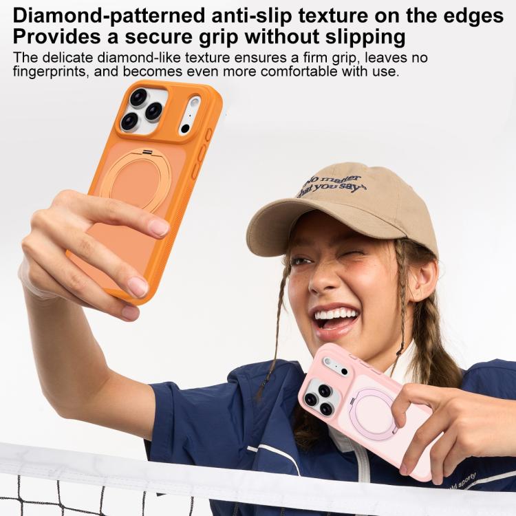 For iPhone 17 Pro Skin-friendly Anti-Stain Rotating Holder Magnetic Armor Phone Case