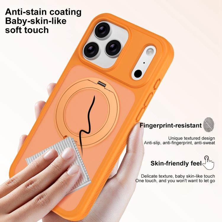 For iPhone 17 Pro Max Skin-friendly Anti-Stain Rotating Holder Magnetic Armor Phone Case