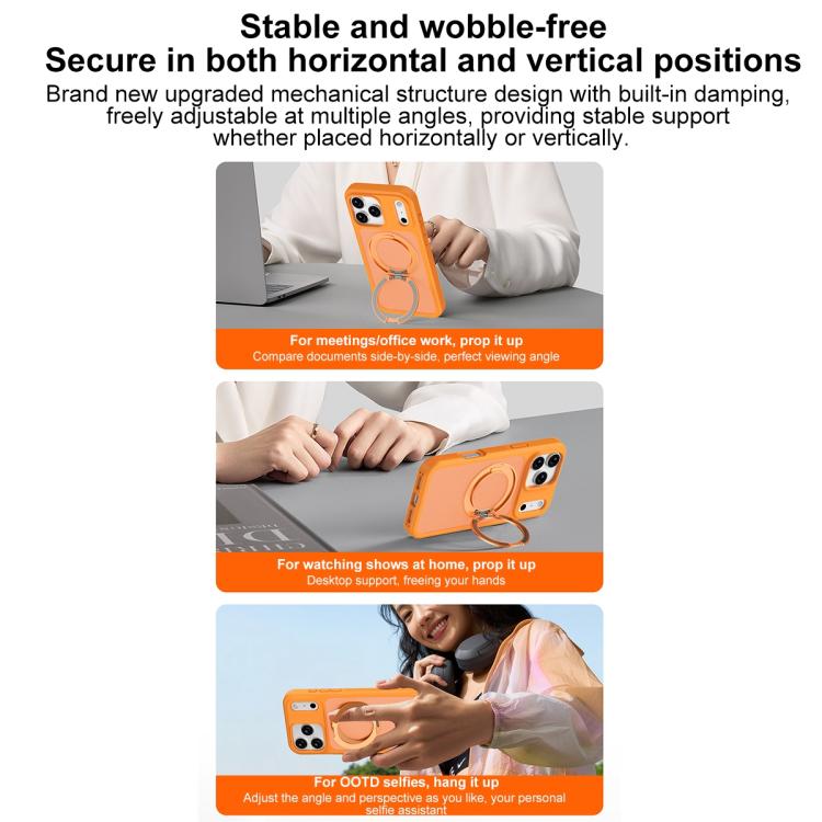For iPhone 17 Pro Skin-friendly Anti-Stain Rotating Holder Magnetic Armor Phone Case