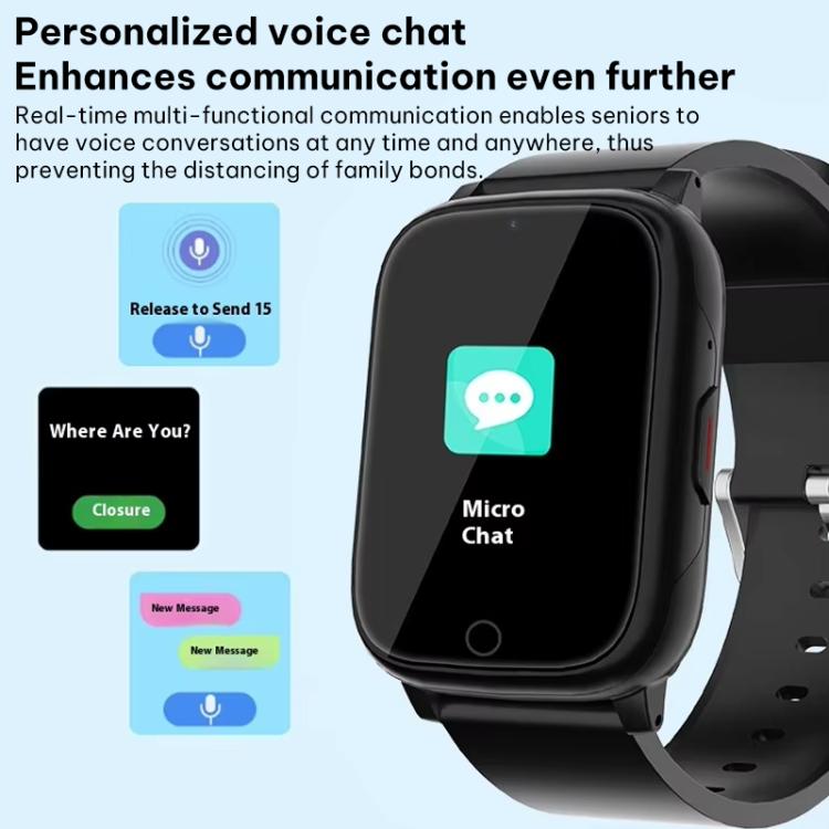 FA83S 1.69-inch 4G Network GPS Tracking Elderly Care Smart Watch Support Heart Rate / Blood Pressure Monitoring, Model:American Version - Black