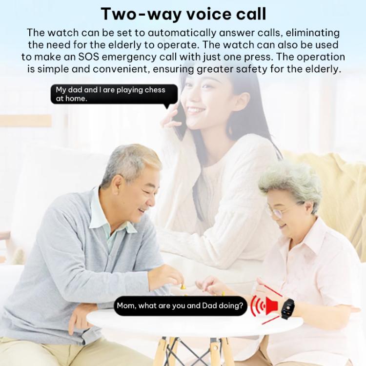 FA83S 1.69-inch 4G Network GPS Tracking Elderly Care Smart Watch Support Heart Rate / Blood Pressure Monitoring, Model:American Version - Black