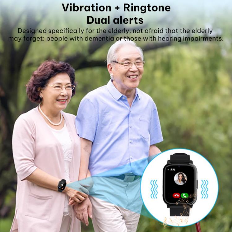 FA83S 1.69-inch 4G Network GPS Tracking Elderly Care Smart Watch Support Heart Rate / Blood Pressure Monitoring, Model:American Version - Black
