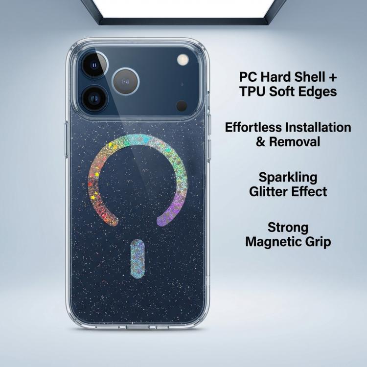For iPhone 17 Pro Max Glitter Magnetic TPU Phone Case