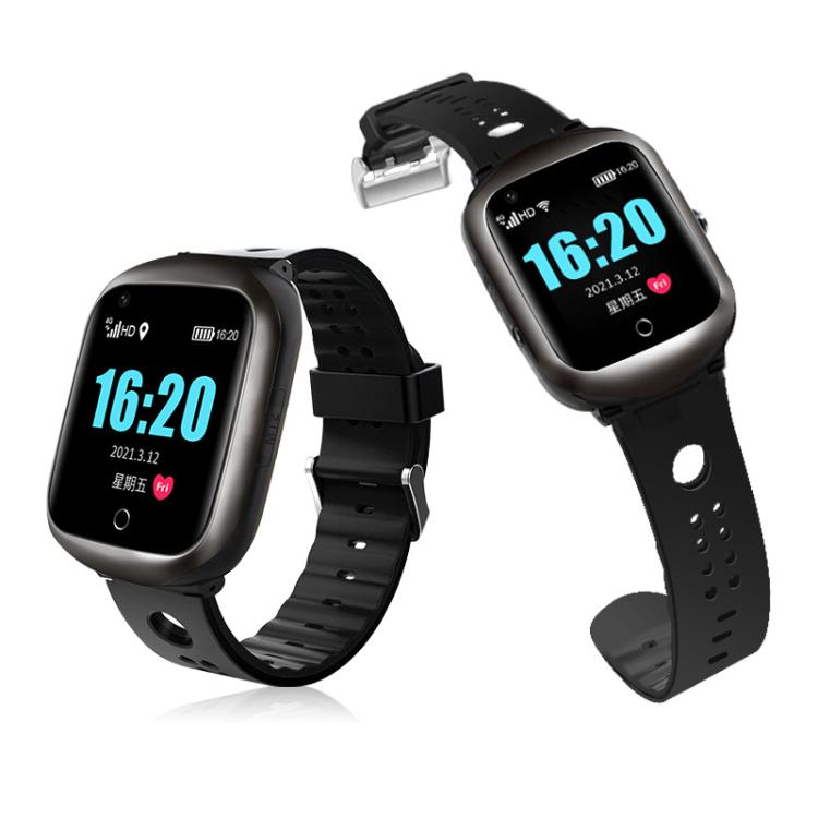 FA66S 1.3-inch Screen 4G Network GPS Tracking Elderly Smart Watch Support Heart Rate / Blood Pressure Monitoring, Model:Eurasia-Africa Version - Black Grey