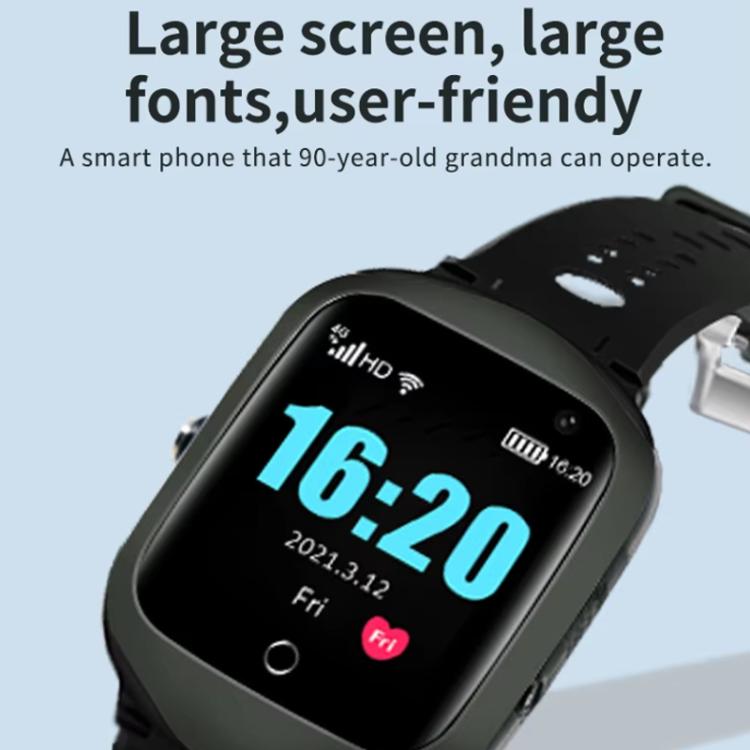 FA66S 1.3-inch Screen 4G Network GPS Tracking Elderly Smart Watch Support Heart Rate / Blood Pressure Monitoring, Model:American Version - Black Grey