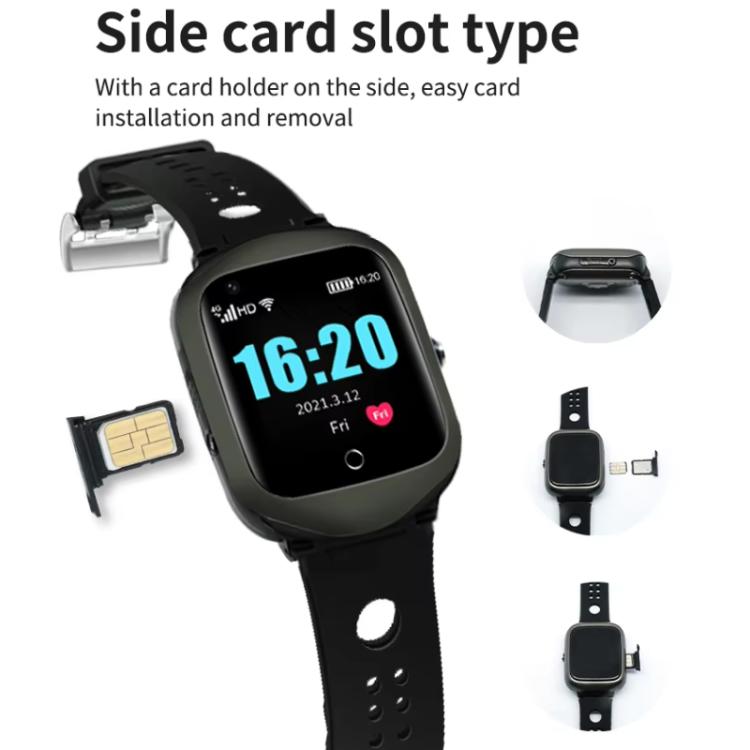 FA66S 1.3-inch Screen 4G Network GPS Tracking Elderly Smart Watch Support Heart Rate / Blood Pressure Monitoring, Model:American Version - Black Grey