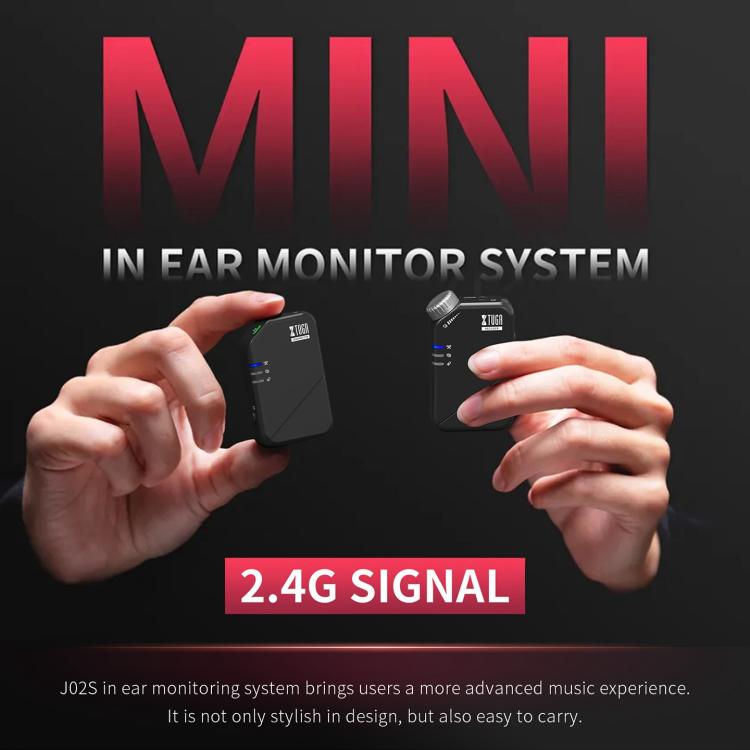 XTUGA J02S 2.4G Mini Wireless In-Ear Stereo Monitor System TX & RX - Black