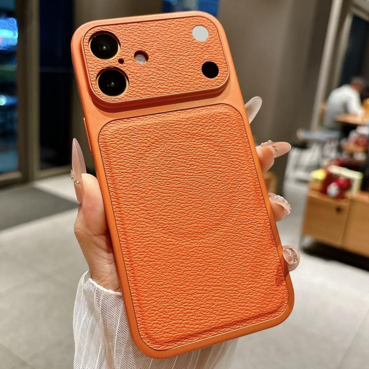 For iPhone 16 Transforms Into 17 Large Window Litchi Texture Magnetic Phone Case