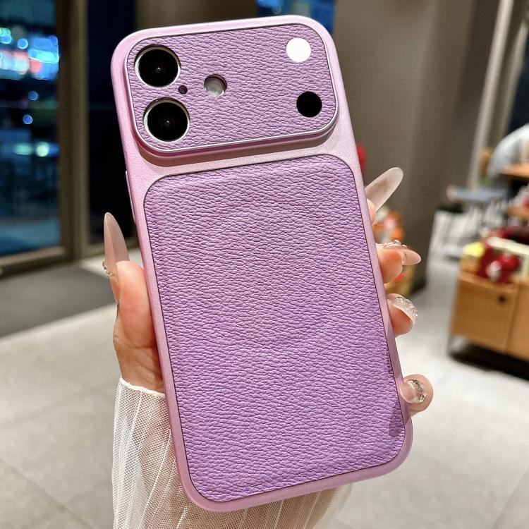 For iPhone 16 Transforms Into 17 Large Window Litchi Texture Magnetic Phone Case