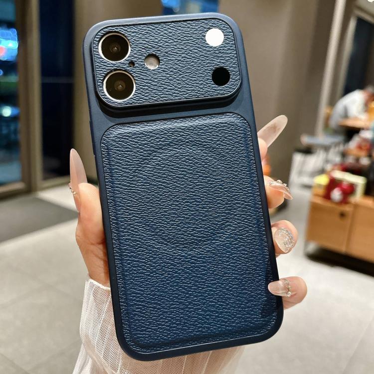 For iPhone 16 Transforms Into 17 Large Window Litchi Texture Magnetic Phone Case