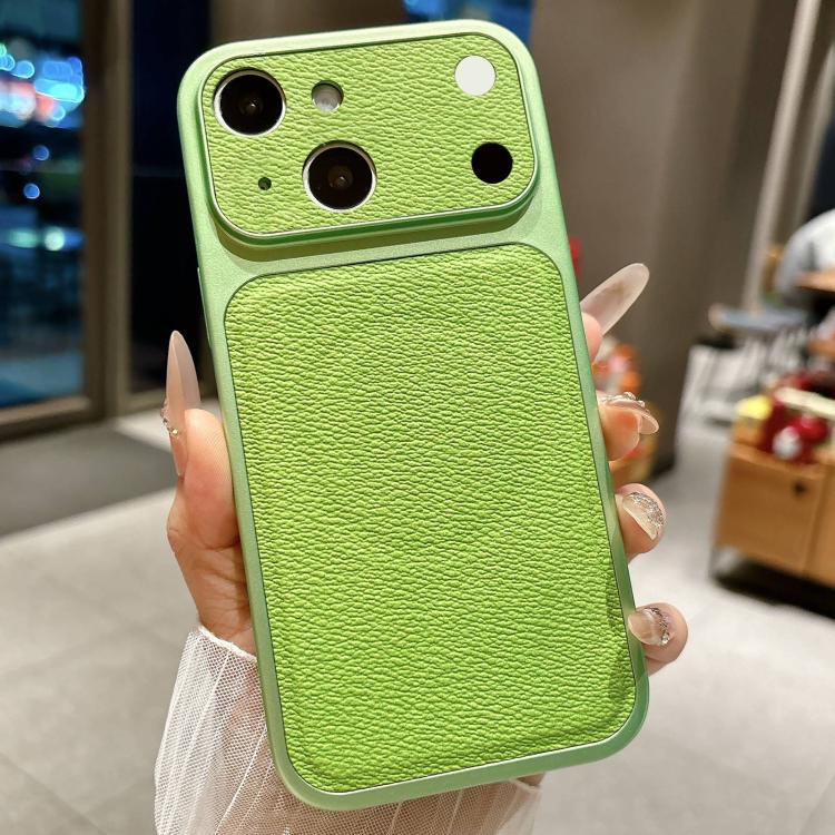For iPhone 14 Transforms Into 17 Large Window Litchi Texture Magnetic Phone Case
