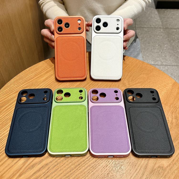For iPhone 14 Transforms Into 17 Large Window Litchi Texture Magnetic Phone Case