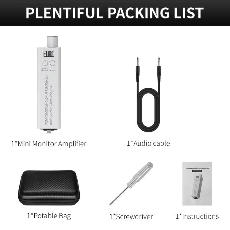 XTUGA LSY-20 Portable Professional Monitor Amplifier XLR Headphone Gain - Silver