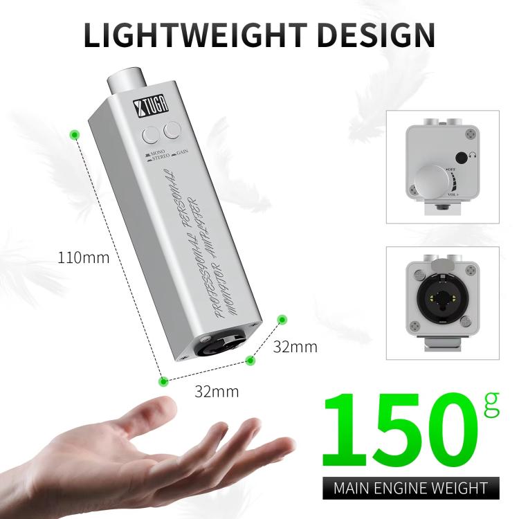 XTUGA LSY-20 Portable Professional Monitor Amplifier XLR Headphone Gain - Silver
