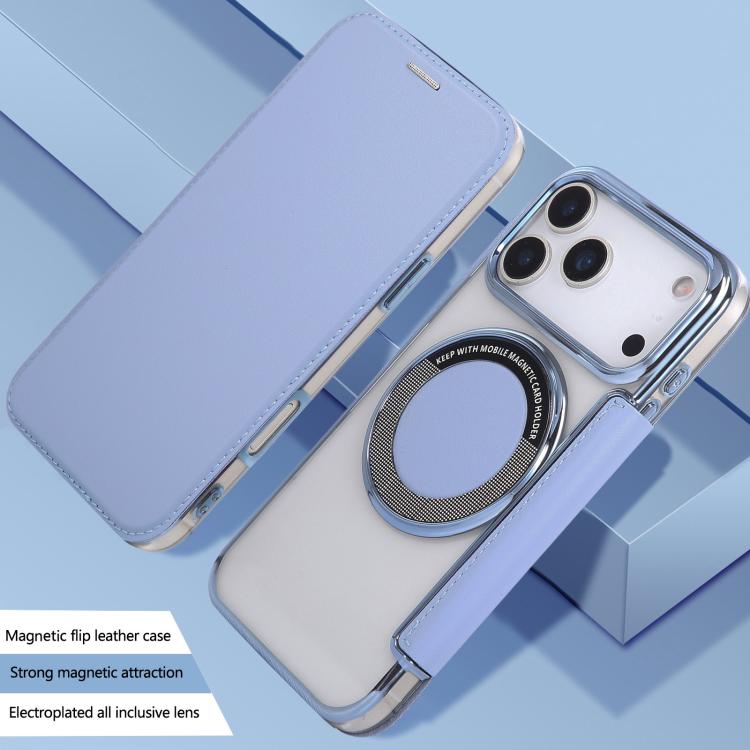 For iPhone 17 Pro Max Ultra-thin Magnetic Plating Vegan Leather Phone Case