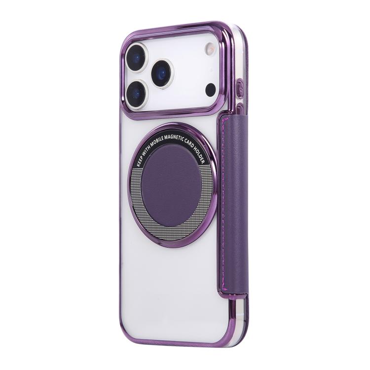For iPhone 17 Pro Max Ultra-thin Magnetic Plating Vegan Leather Phone Case