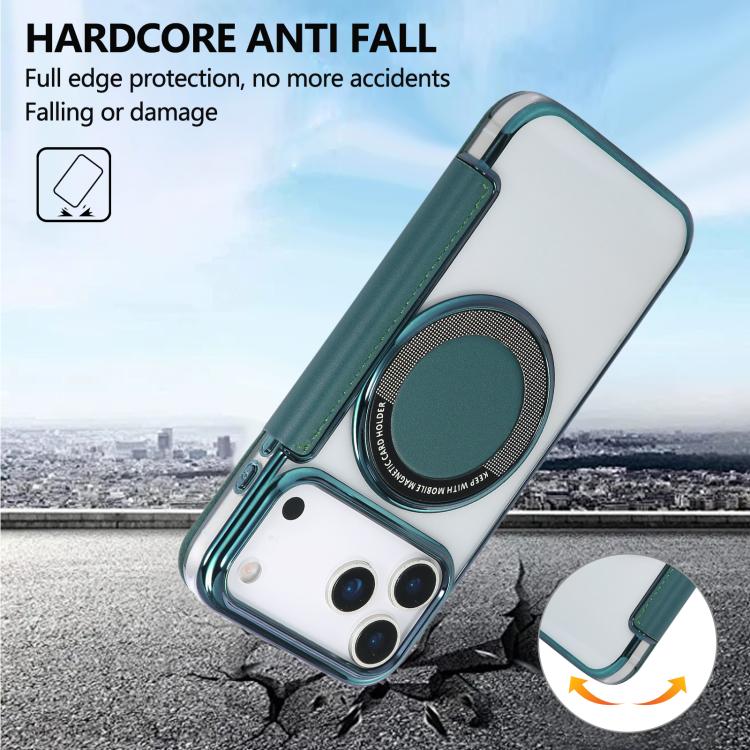 For iPhone 17 Pro Max Ultra-thin Magnetic Plating Vegan Leather Phone Case