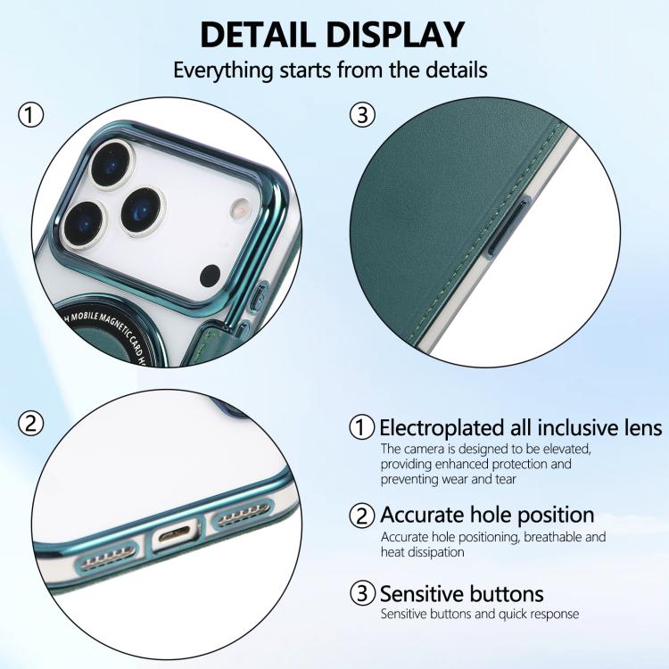 For iPhone 17 Pro Max Ultra-thin Magnetic Plating Vegan Leather Phone Case