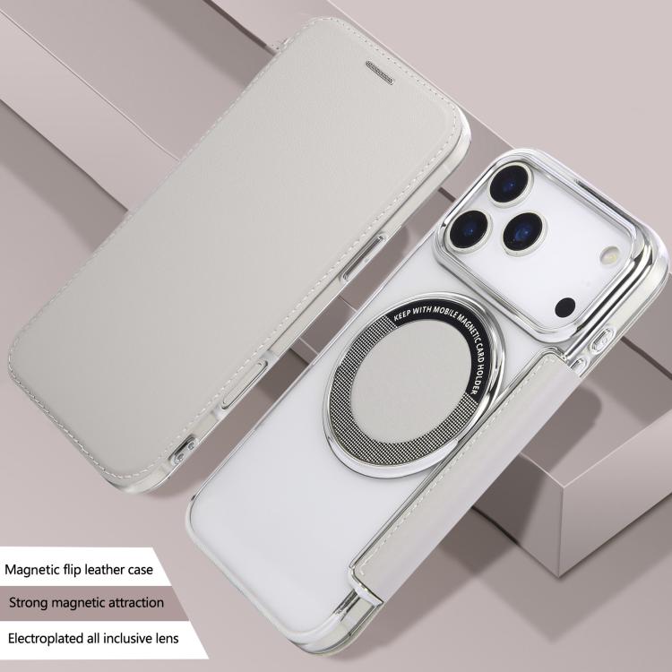 For iPhone 17 Pro Max Ultra-thin Magnetic Plating Vegan Leather Phone Case