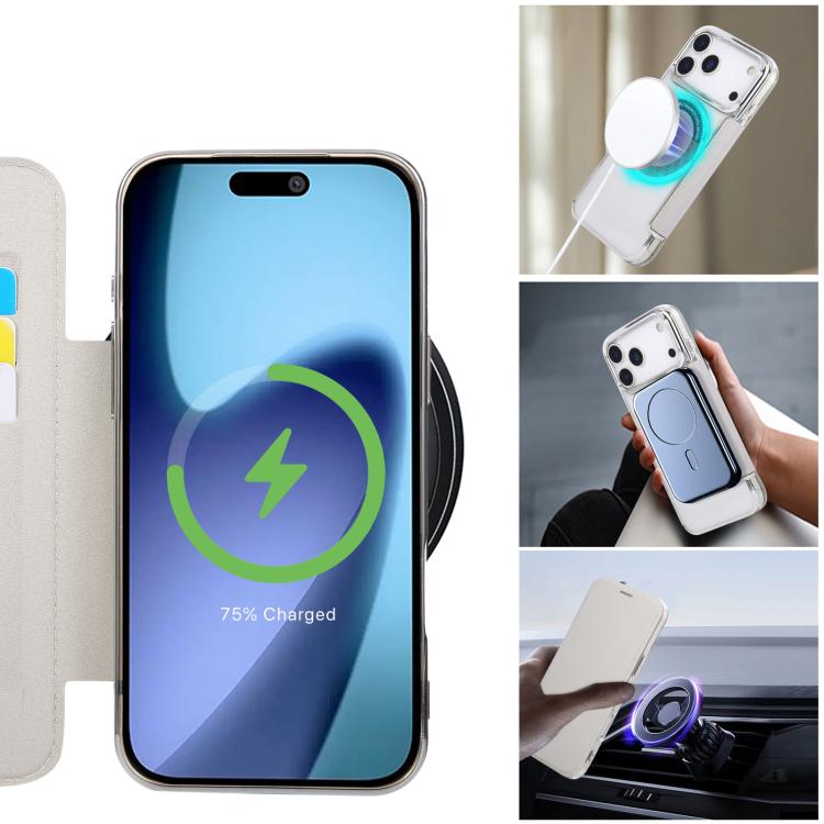For iPhone 17 Pro Max Ultra-thin Magnetic Plating Vegan Leather Phone Case