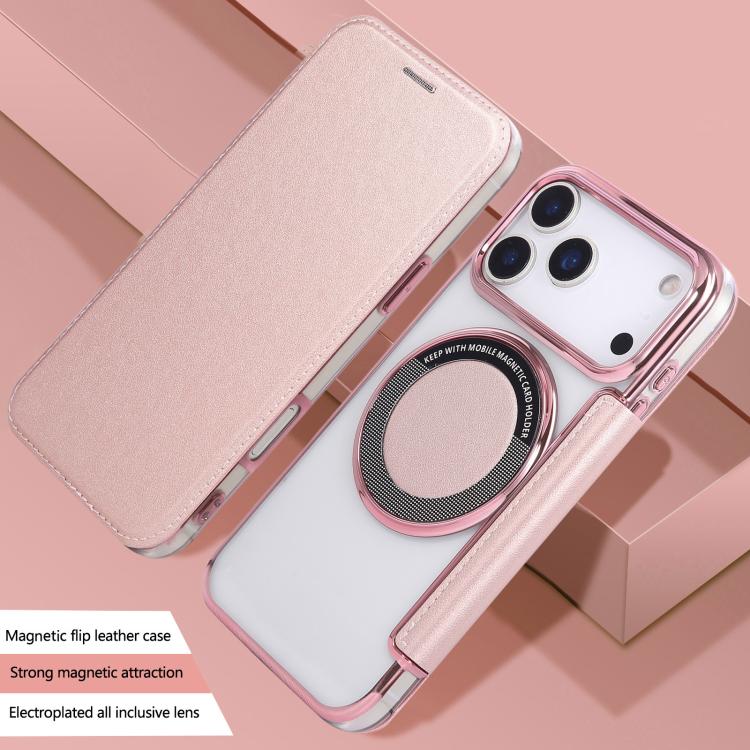 For iPhone 17 Pro Ultra-thin Magnetic Plating Vegan Leather Phone Case