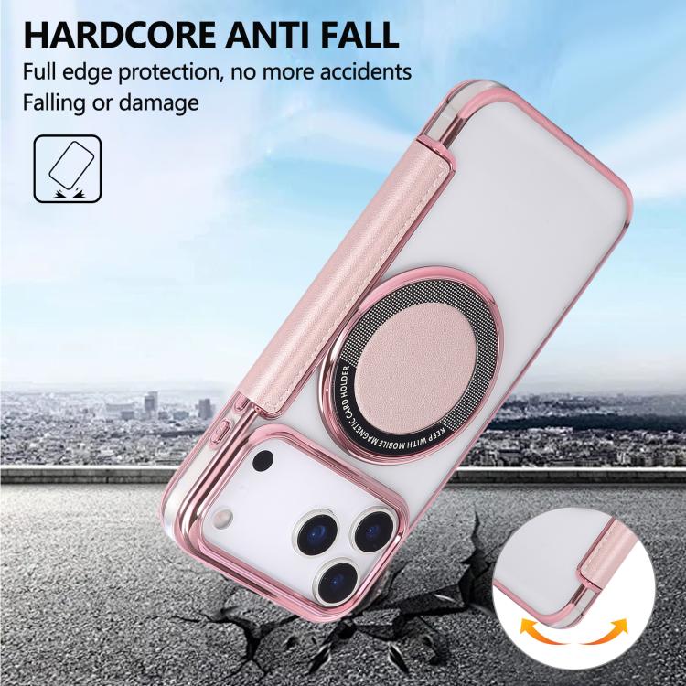 For iPhone 17 Pro Ultra-thin Magnetic Plating Vegan Leather Phone Case