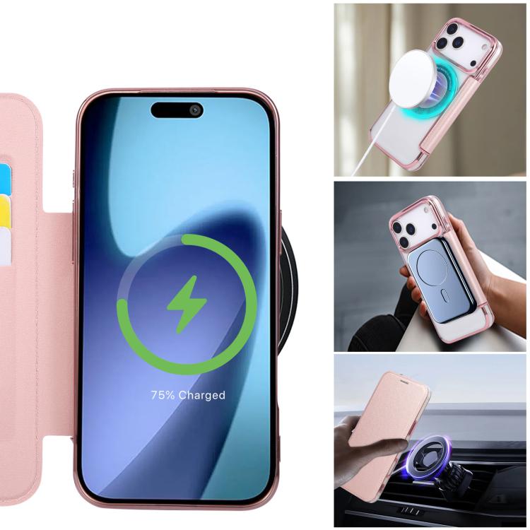 For iPhone 17 Pro Ultra-thin Magnetic Plating Vegan Leather Phone Case