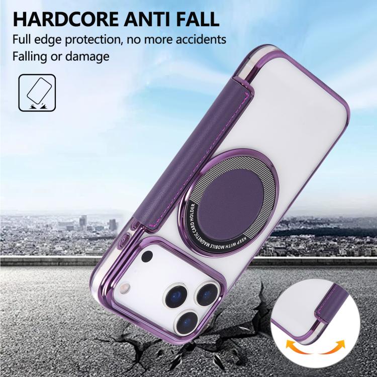 For iPhone 17 Pro Ultra-thin Magnetic Plating Vegan Leather Phone Case