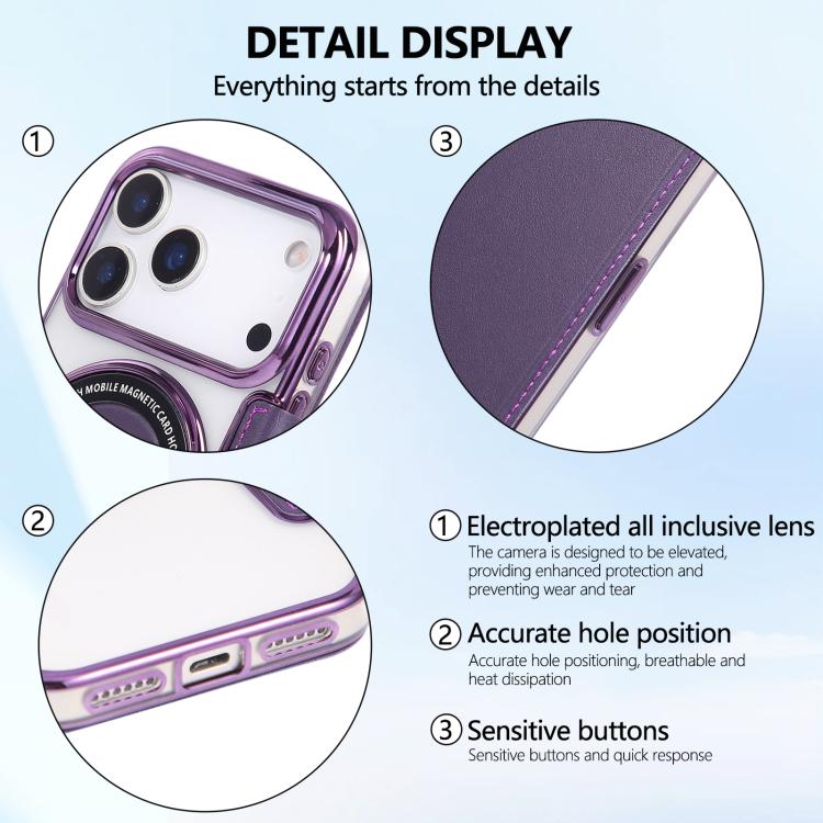 For iPhone 17 Pro Ultra-thin Magnetic Plating Vegan Leather Phone Case