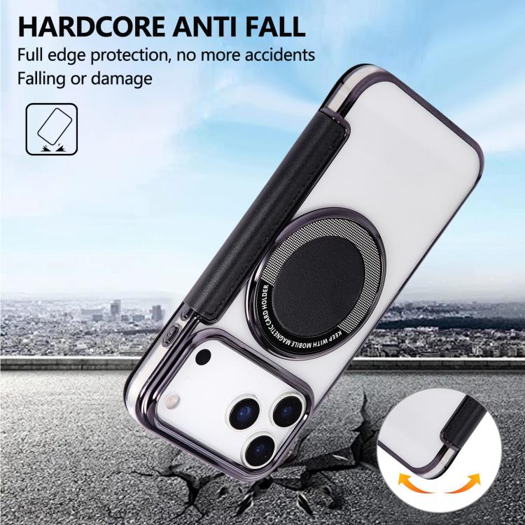 For iPhone 17 Pro Ultra-thin Magnetic Plating Vegan Leather Phone Case