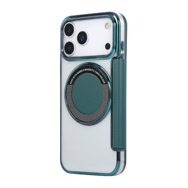 For iPhone 17 Pro Ultra-thin Magnetic Plating Vegan Leather Phone Case