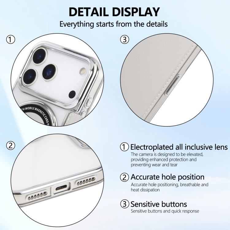 For iPhone 17 Pro Ultra-thin Magnetic Plating Vegan Leather Phone Case