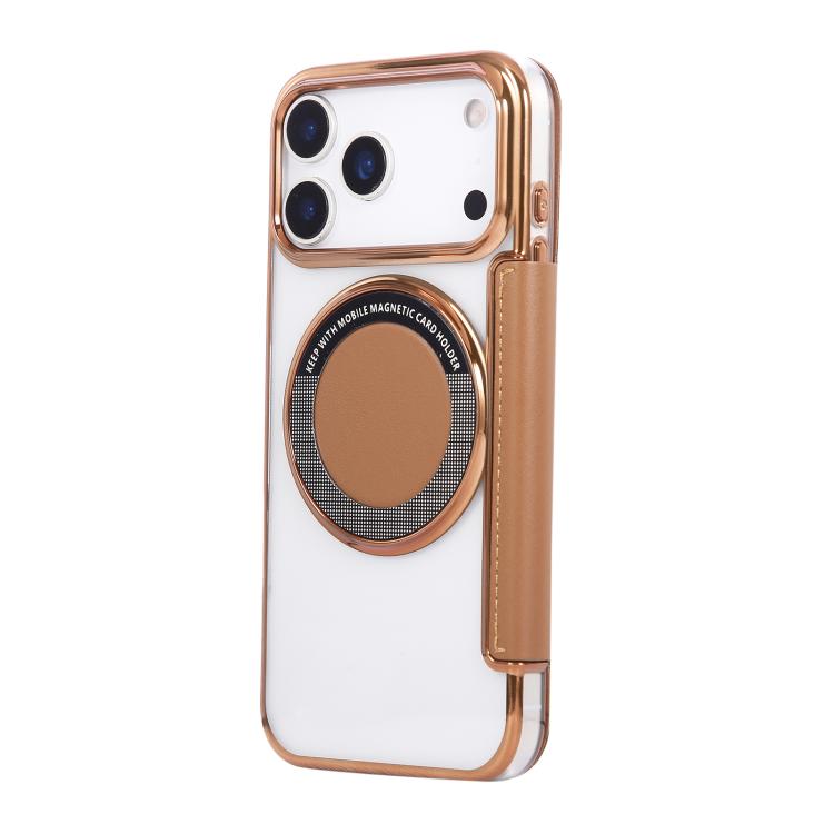 For iPhone 17 Pro Ultra-thin Magnetic Plating Vegan Leather Phone Case