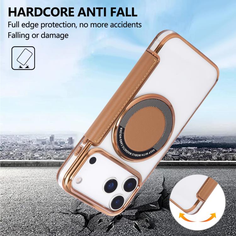 For iPhone 17 Pro Ultra-thin Magnetic Plating Vegan Leather Phone Case