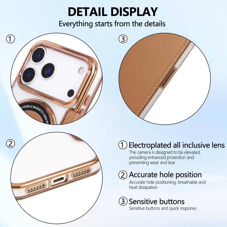 For iPhone 17 Pro Ultra-thin Magnetic Plating Vegan Leather Phone Case