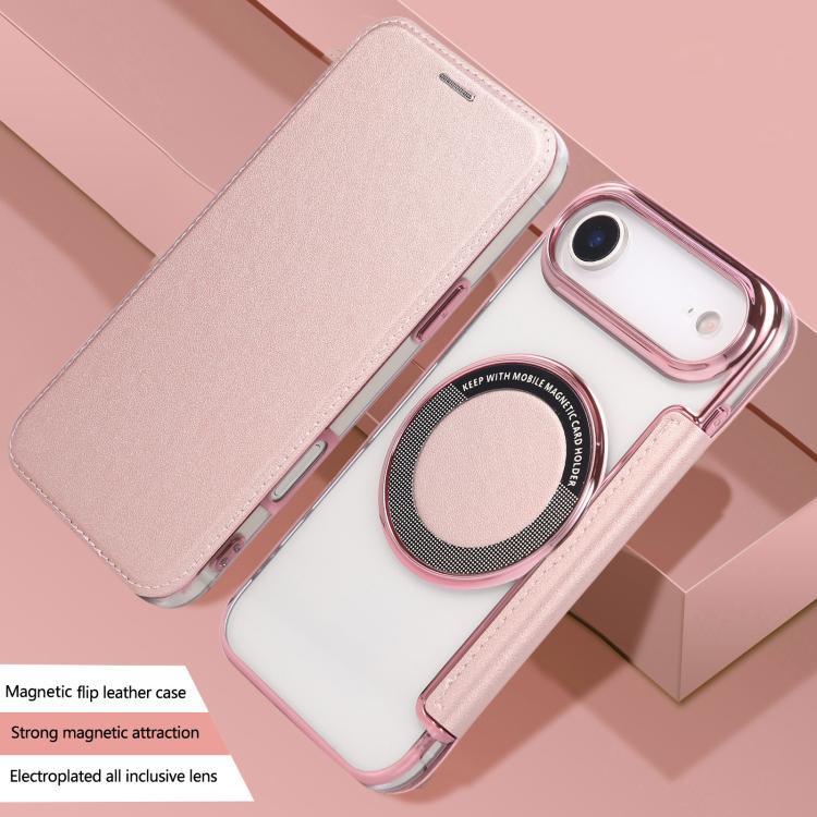 For iPhone Air Ultra-thin Magnetic Plating Vegan Leather Phone Case