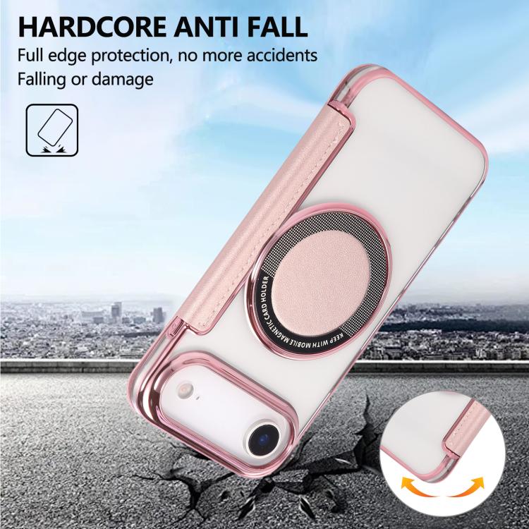 For iPhone Air Ultra-thin Magnetic Plating Vegan Leather Phone Case