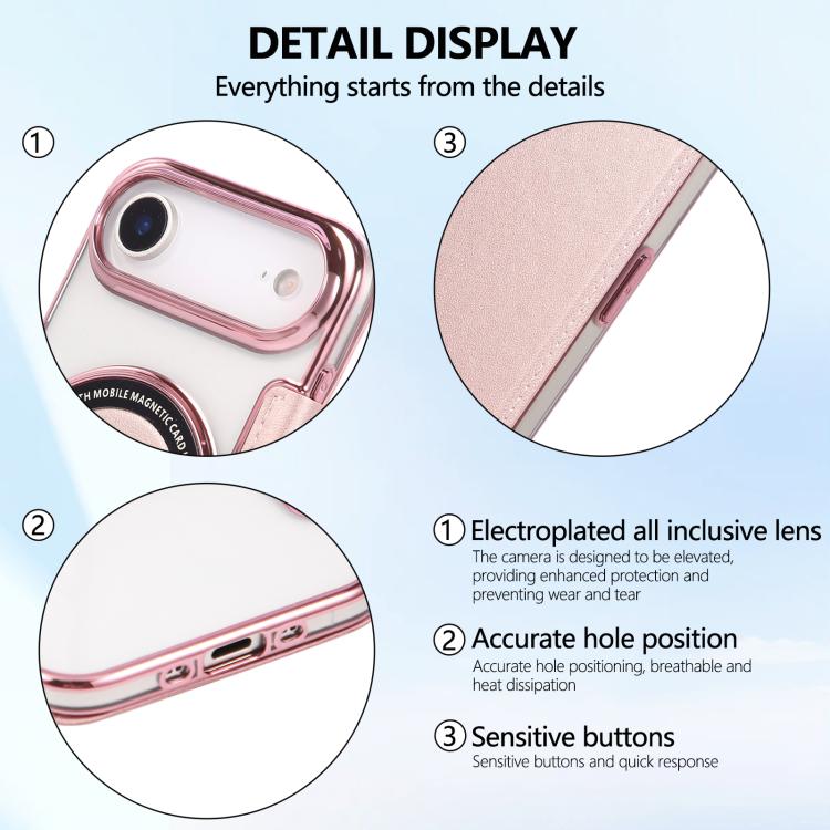For iPhone Air Ultra-thin Magnetic Plating Vegan Leather Phone Case