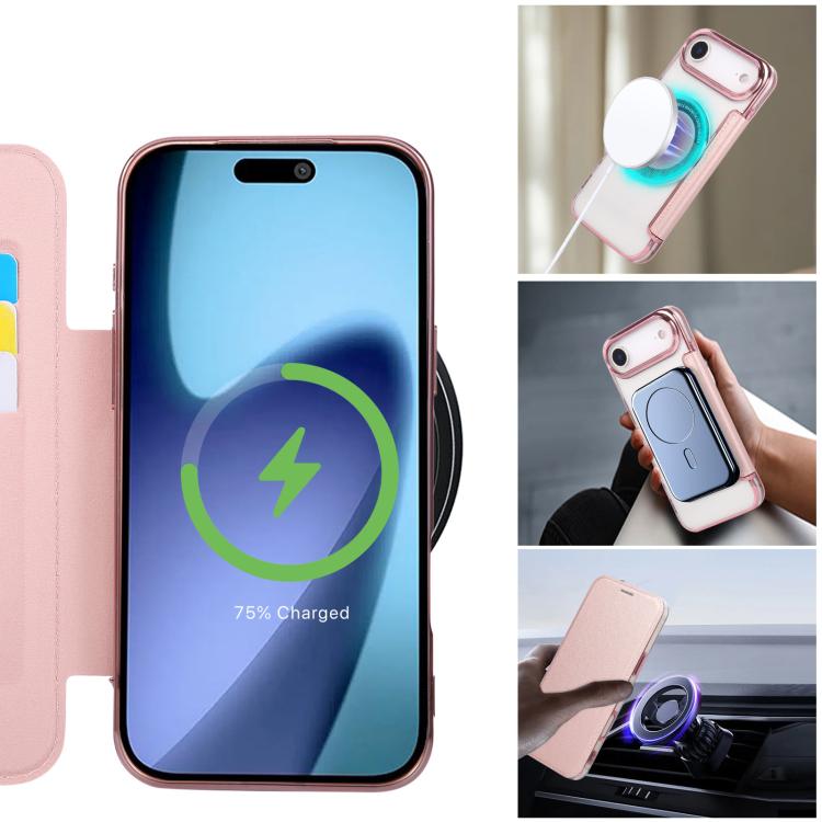 For iPhone Air Ultra-thin Magnetic Plating Vegan Leather Phone Case