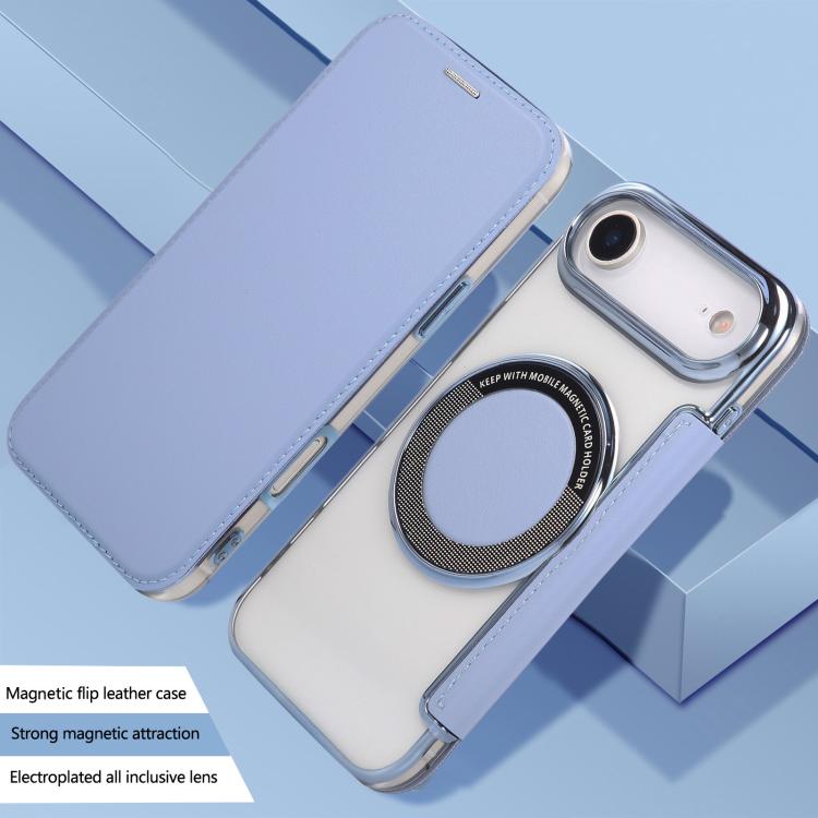 For iPhone Air Ultra-thin Magnetic Plating Vegan Leather Phone Case