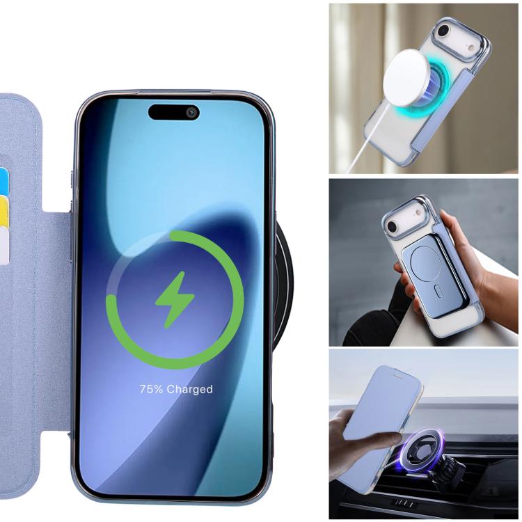 For iPhone Air Ultra-thin Magnetic Plating Vegan Leather Phone Case