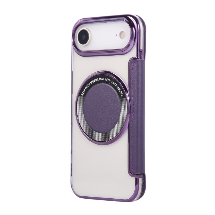 For iPhone Air Ultra-thin Magnetic Plating Vegan Leather Phone Case