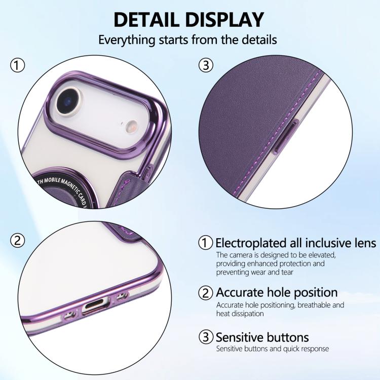 For iPhone Air Ultra-thin Magnetic Plating Vegan Leather Phone Case
