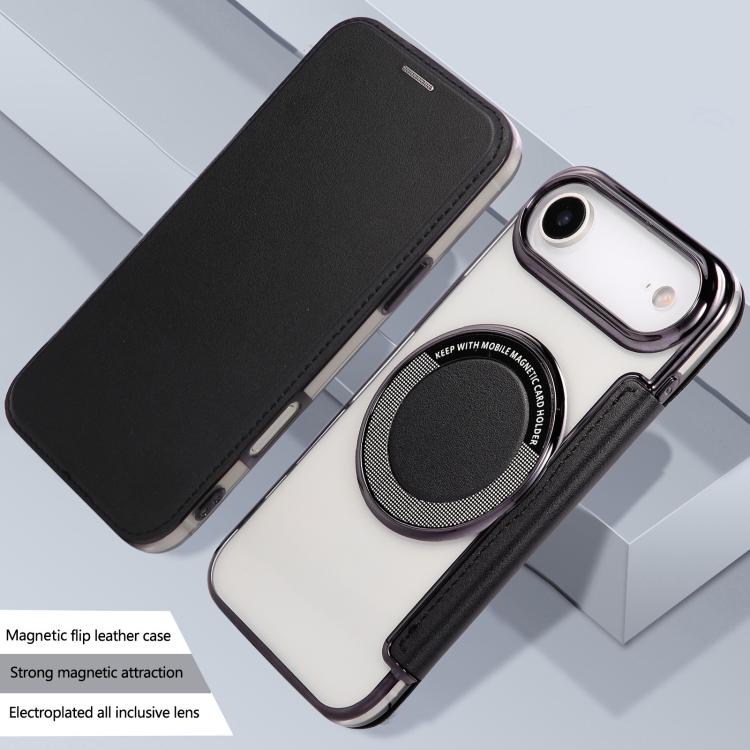 For iPhone Air Ultra-thin Magnetic Plating Vegan Leather Phone Case