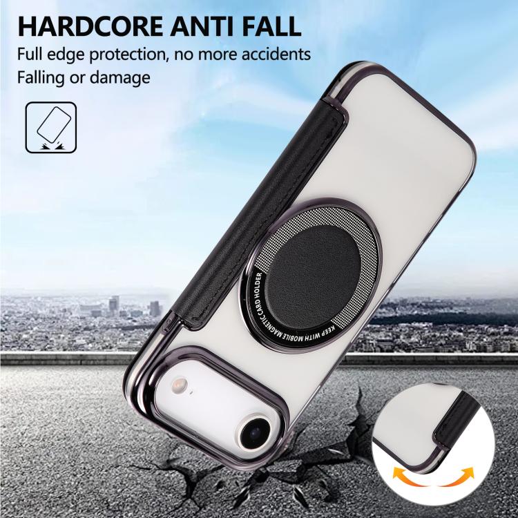For iPhone Air Ultra-thin Magnetic Plating Vegan Leather Phone Case