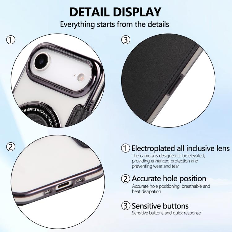 For iPhone Air Ultra-thin Magnetic Plating Vegan Leather Phone Case