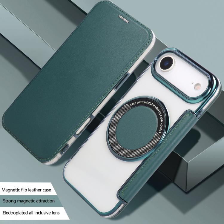 For iPhone Air Ultra-thin Magnetic Plating Vegan Leather Phone Case