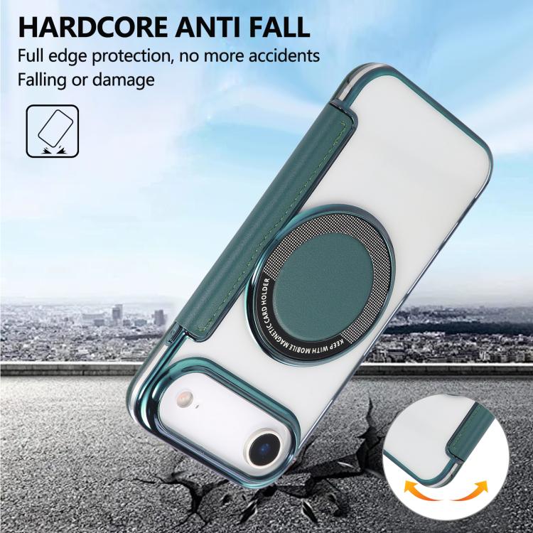 For iPhone Air Ultra-thin Magnetic Plating Vegan Leather Phone Case