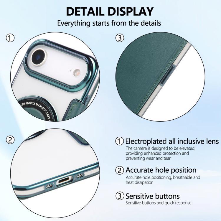 For iPhone Air Ultra-thin Magnetic Plating Vegan Leather Phone Case